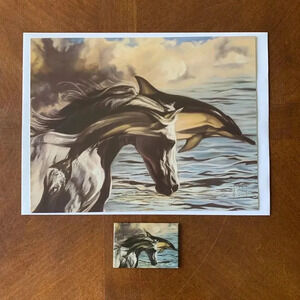 🥰 2/$15 VTG Kim McElroy Greeting Card Matching Magnet BROTHER EARTH SISTER SEAⒸ